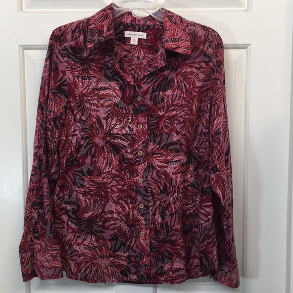 COLDWATER CREEK Gauzy Summer Wrinkle Resistant Fabric Abstract Floral Design - Picture 1 of 15